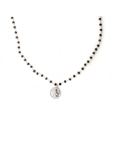 Necklace San Francesco di Paola in silver and onyx DXG048ON