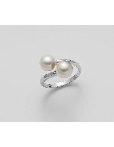 Mikiko anello da donna in oro bianco con perle