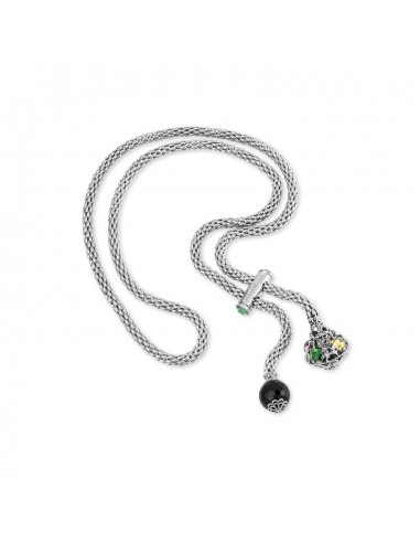 Gerardo Sacco Up and down necklace in silver with spinning top and faceted onyx 27580