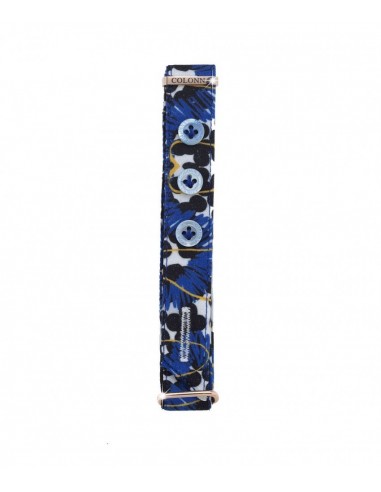Blue and black flowery tailored cuff column CLNP016-FVN
