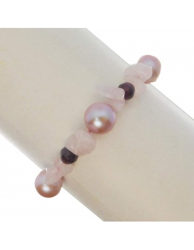 Rajola bracciale da donna GLADIOLO in granato perle rosa B9-2-518X