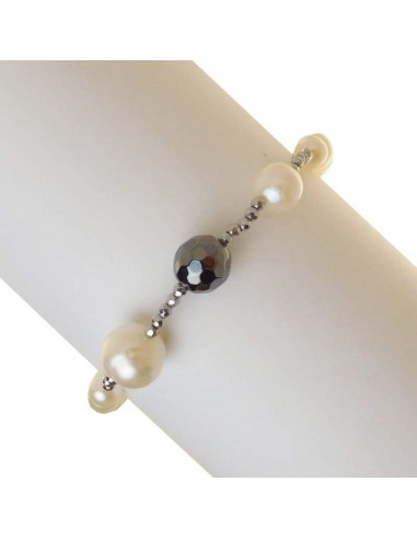 Rajola bracciale da donna Glicine in ematite perle e argento B3-1-418