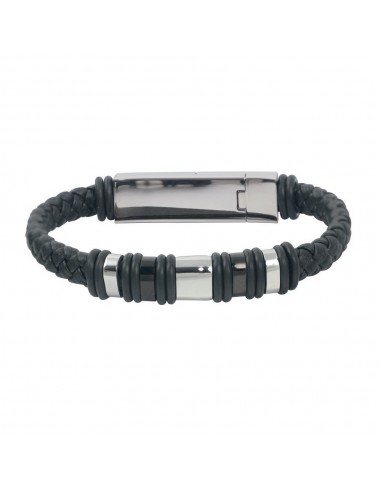 RossoAmante men's bracelet in steel leather and USB closure UBRUSB1I