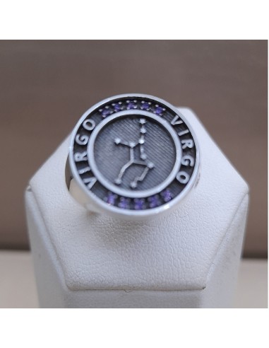 Virgo ring in silver and purple sapphires zodiac collection