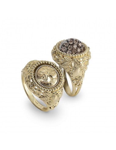 Gerardo Sacco ring November-Autumn in gold with pavé diamonds brown 14286NOV
