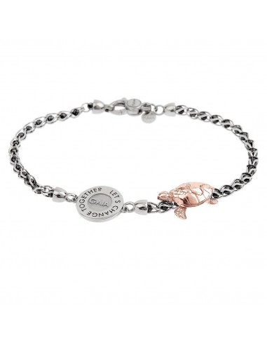 Tuum Gaia bracelet in burnished silver with spinel medal and turtle GAIAEB9SACR
