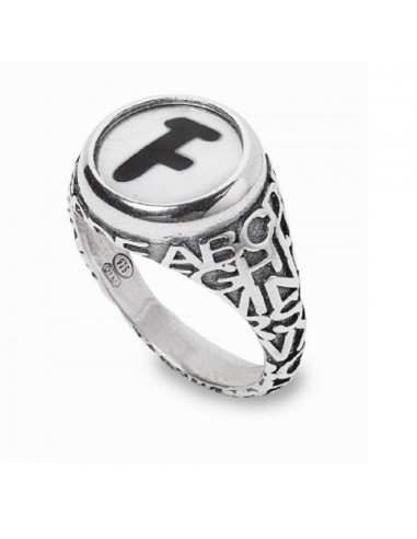 Gerardo Sacco ring letter F in silver and mother of pearl 28030F