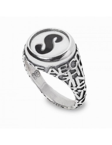 Gerardo Sacco ring letter S in silver and mother of pearl 28030S