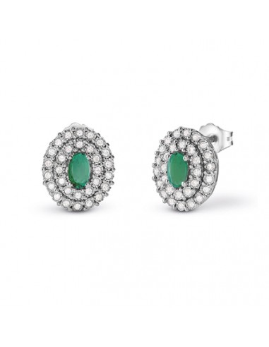 Bliss Regal women's earrings in white gold emeralds and diamonds 20092155