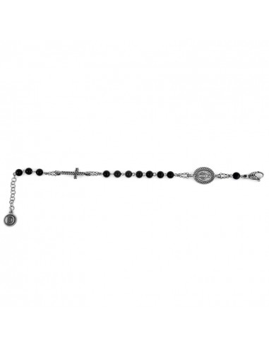 Dueaerre bracciale rosario in argento e onice 213890311