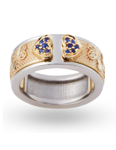 Gerardo Sacco Scrigno ring in gold silver and blue sapphires 14321za