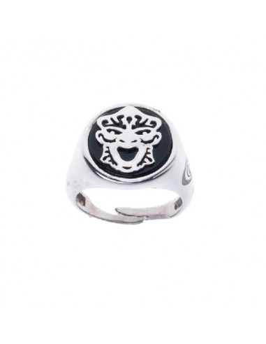 Gerardo Sacco Silver ring with agate and mask 36154
