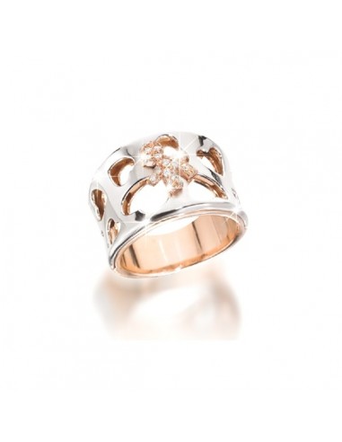 Anello I DIVINI gioielli LeBebè fascia in oro bianco e rosa con bimbo pavè diamanti LBB351