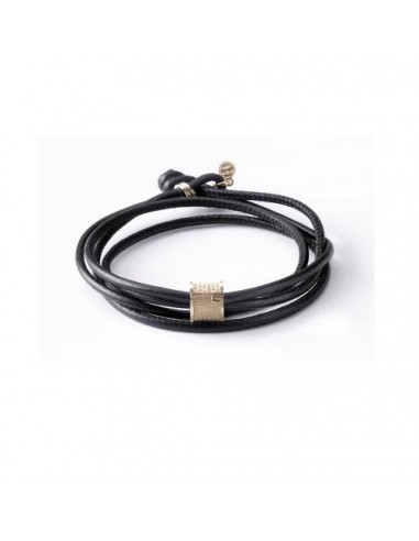 TUUM INCIPIT Pater in gilded silver with black nappa leather bracelet INCIP90TPND
