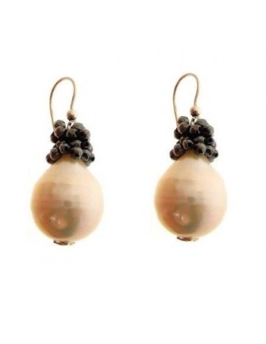 Rajola Charlotte earrings in hematite pearls and gold 3100-301-10W
