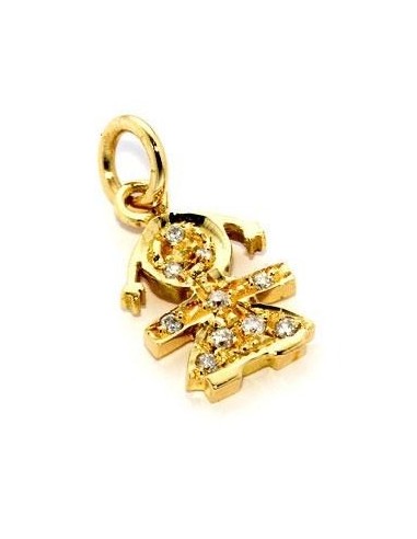 LeBebè little girl pendant in yellow gold and diamonds pave LBB036