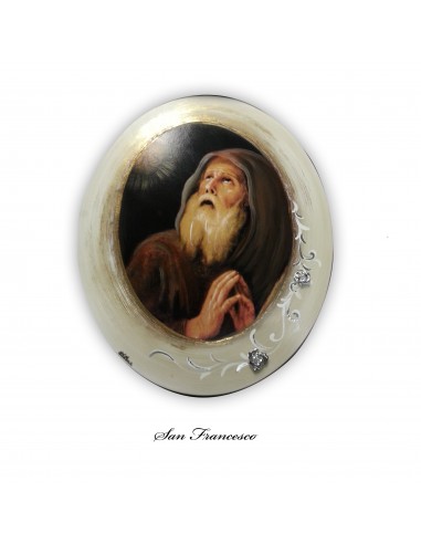 Picture San Francesco di Paola in wood and silver ZCO-9615