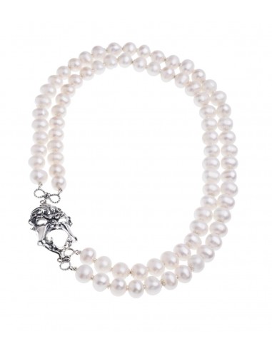 Gerardo Sacco pearl necklace with silver mask 27555B