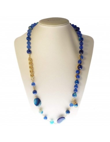 Rajola LISBONA necklace, in gilded silver and blue agate 45-75-1