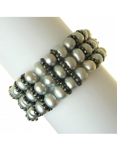 GOSSIP jewels Rajola bracelet in gray hematite pearls and gold 54-294-3